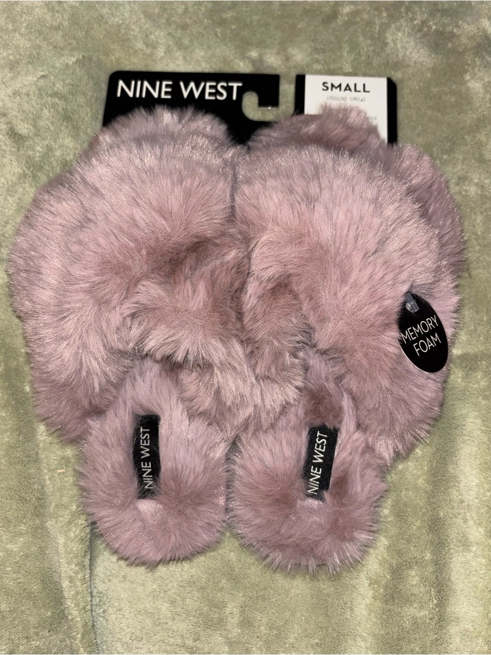 Nine West Blush Pink Fuzzy Slide Slippers